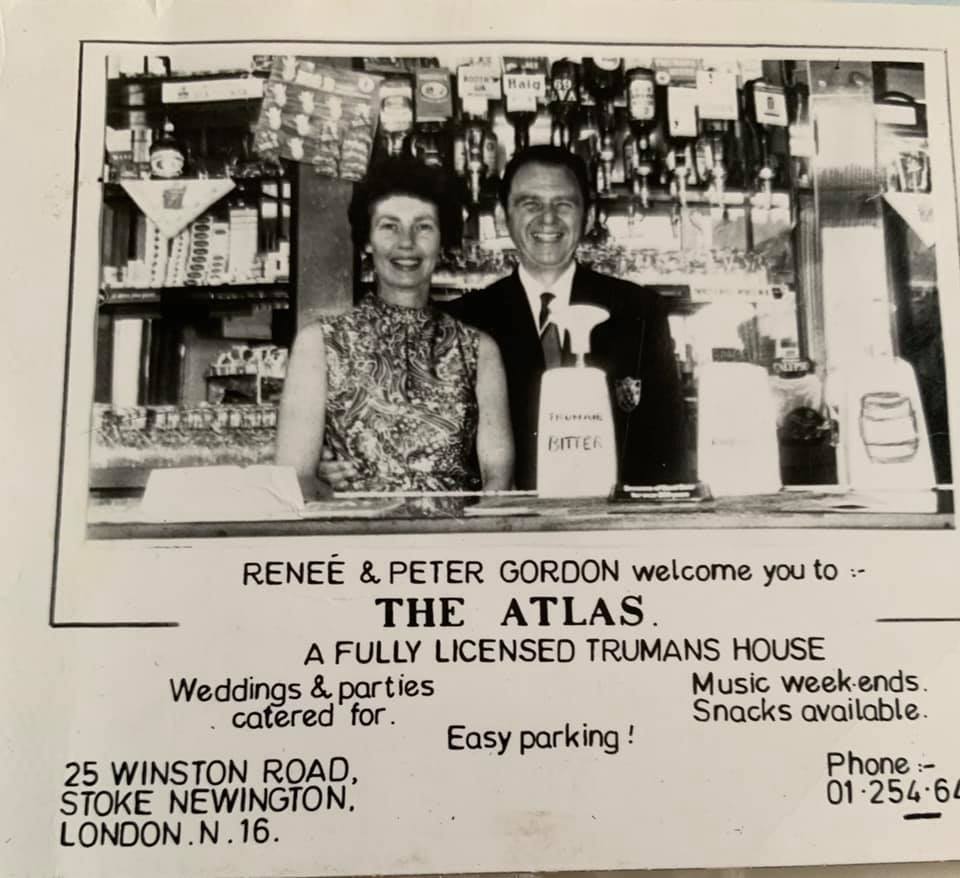 Renee and Peter Gordon, one time licensees of The Atlas pub, 25 Winston Road, Stoke Newington